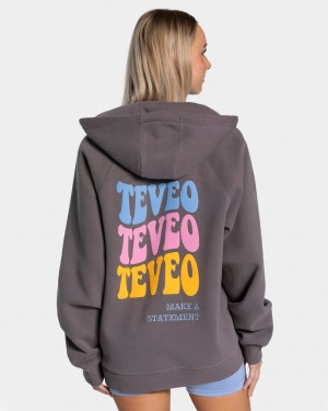 Black Grey Teveo Candy Oversized Women's Jacket | UK-ZUQB52391