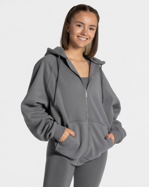 Black Grey Teveo Statement Oversized Women's Jacket | UK-PLKC41679