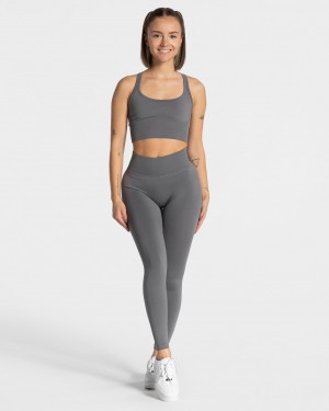 Black Grey Teveo Statement Scrunch Women's Leggings | UK-IQGV86245