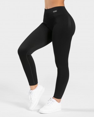 Black Teveo Elegant Scrunch Women's Leggings | UK-ILME83752