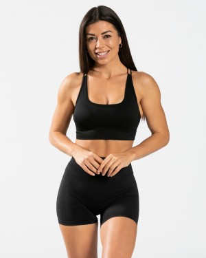 Black Teveo Everyday Backless Women's Tops | UK-YIWO51364