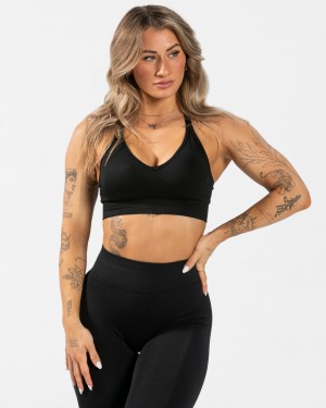 Black Teveo Everyday Support Women's Sports Bra | UK-VNFI06923