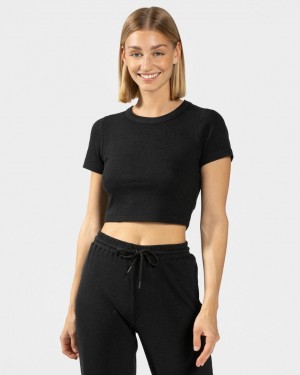 Black Teveo Lounge Women's T-Shirt | UK-NBSW10796