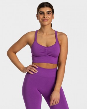 Blue Purple Teveo Timeless Scrunch Women's Sports Bra | UK-FVYH36890