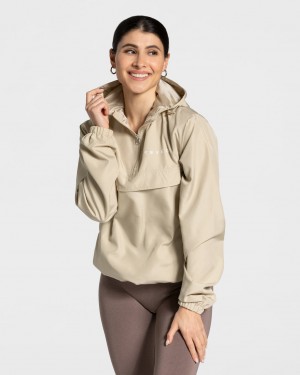 Brown Teveo Statement Women's Windbreaker | UK-JSLU29016