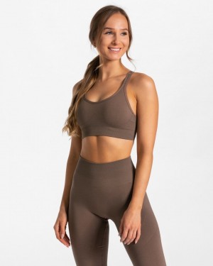 Brown Teveo True Women's Sports Bra | UK-TOGI23968