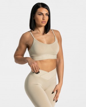 Brown Teveo V-Shape Women's Sports Bra | UK-TUNP56174