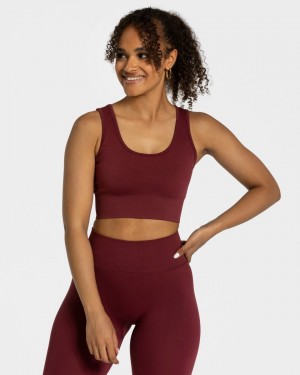 Burgundy Teveo Sensation Women's Sports Bra | UK-BPSH57642