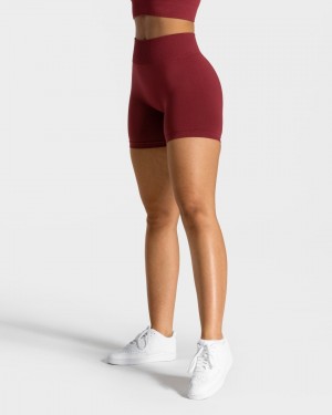 Burgundy Teveo Timeless Scrunch Women's Shorts | UK-AENY78532