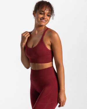 Burgundy Teveo True Women's Sports Bra | UK-SNMD15869