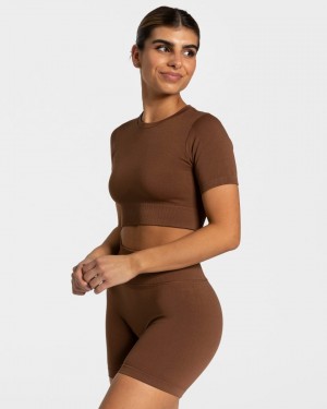 Chocolate Teveo Sensation Crop Women's Tops | UK-CSFQ25687