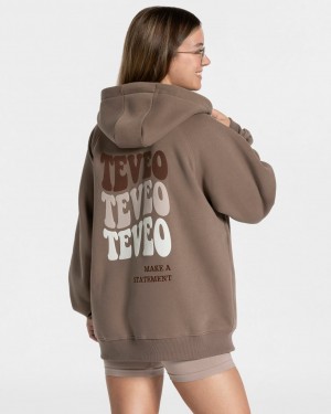 Coffee Teveo Candy Oversized Women's Jacket | UK-UMJV39641