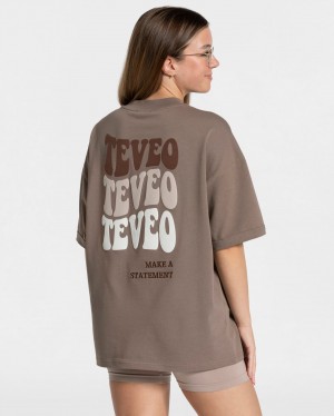 Coffee Teveo Candy Oversized Women's T-Shirt | UK-KNQL73029