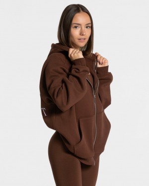 Coffee Teveo Statement Oversized Women's Jacket | UK-OXLY94768