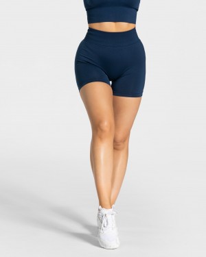 Dark Blue Teveo Statement Scrunch Women's Shorts | UK-WRNQ32645