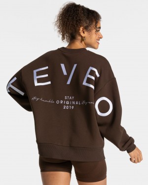 Dark Brown Teveo Signature Oversized Women's Sweaters | UK-RCIM34709