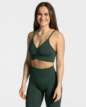 Dark Green Teveo Focus Women's Sports Bra | UK-OJAT17548