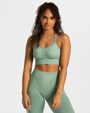 Dark Green Teveo Timeless Scrunch Women's Sports Bra | UK-MUXQ60527