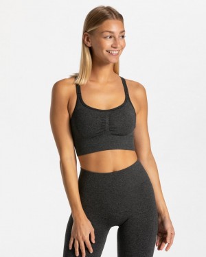 Dark Grey Teveo Timeless Scrunch Women's Sports Bra | UK-JTGD37962