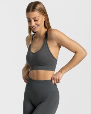 Dark Grey Teveo True Women's Sports Bra | UK-OSRU70869