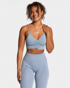 Grey Blue Teveo Focus Women's Sports Bra | UK-XZKN76415