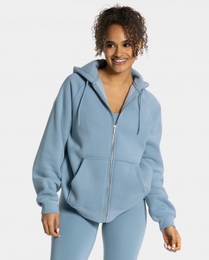 Grey Blue Teveo Statement Oversized Women's Jacket | UK-PQVF18603