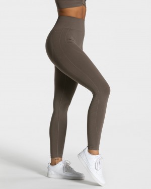 Grey Brown Teveo Focus Scrunch Women's Leggings | UK-QRBF10854