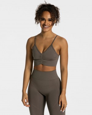 Grey Brown Teveo Focus Women's Sports Bra | UK-JGHU96703