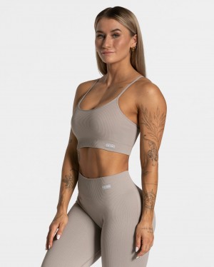 Grey Teveo Elegant Women's Sports Bra | UK-TOEC15360