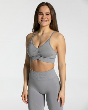 Grey Teveo Focus Women's Sports Bra | UK-CQHK19584