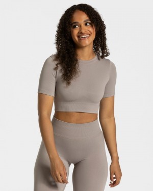 Grey Teveo Sensation Crop Women's Tops | UK-YRKC60253