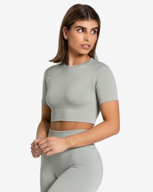 Grey Teveo Sensation Crop Women's Tops | UK-RSUO68501