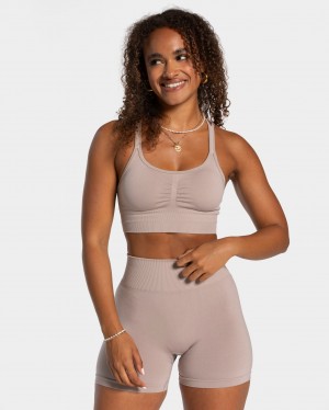 Grey Teveo Timeless Scrunch Women's Sports Bra | UK-XJFI72615