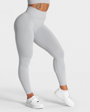 Light Grey Teveo Statement Scrunch Women's Leggings | UK-GWSJ50186