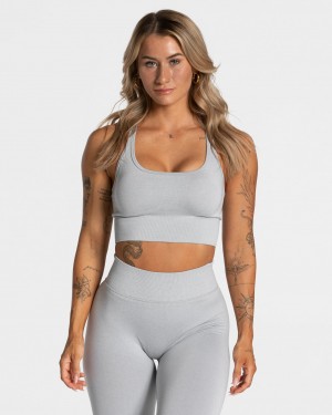 Light Grey Teveo Statement Women's Sports Bra | UK-TNGC12659