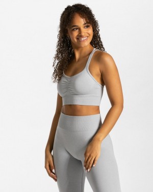 Light Grey Teveo Timeless Scrunch Women's Sports Bra | UK-UCNV70354