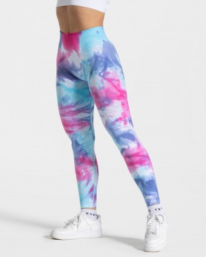 Multicolor Teveo Tie Dye Scrunch Women's Leggings | UK-CUGQ16297