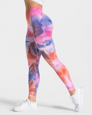 Multicolor Teveo Tie Dye Scrunch Women's Leggings | UK-YTIJ67294