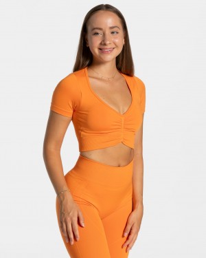 Orange Teveo Focus Crop Women's Tops | UK-WIBN42836