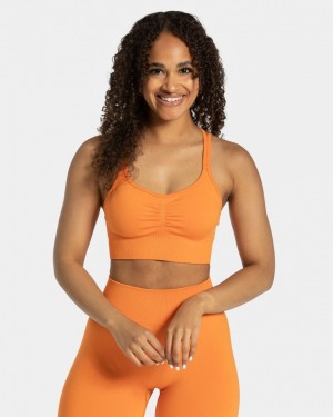 Orange Teveo Timeless Scrunch Women's Sports Bra | UK-DJRI74136