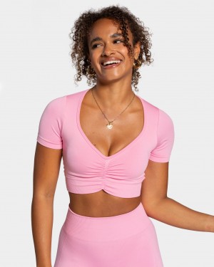 Pink Teveo Focus Crop Women's Tops | UK-UWTS30814