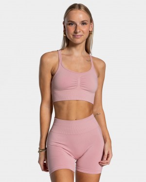 Pink Teveo Timeless Scrunch Women's Sports Bra | UK-LQVP62715