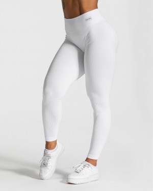 White Teveo Elegant Scrunch Women's Leggings | UK-ZEQW17084