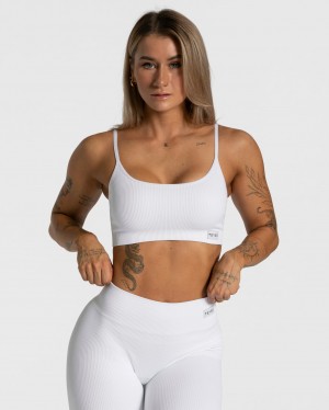 White Teveo Elegant Women's Sports Bra | UK-LXZK50691