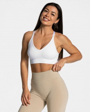 White Teveo Everyday Support Women's Sports Bra | UK-JYKL05286