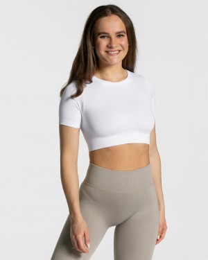 White Teveo Sensation Crop Women's Tops | UK-ZXPT61708