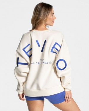 White Teveo Signature Oversized Women's Sweaters | UK-YGBT75063