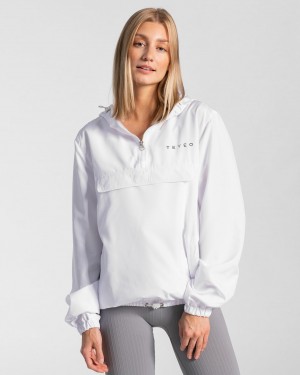 White Teveo Statement Women's Windbreaker | UK-KZDC62051