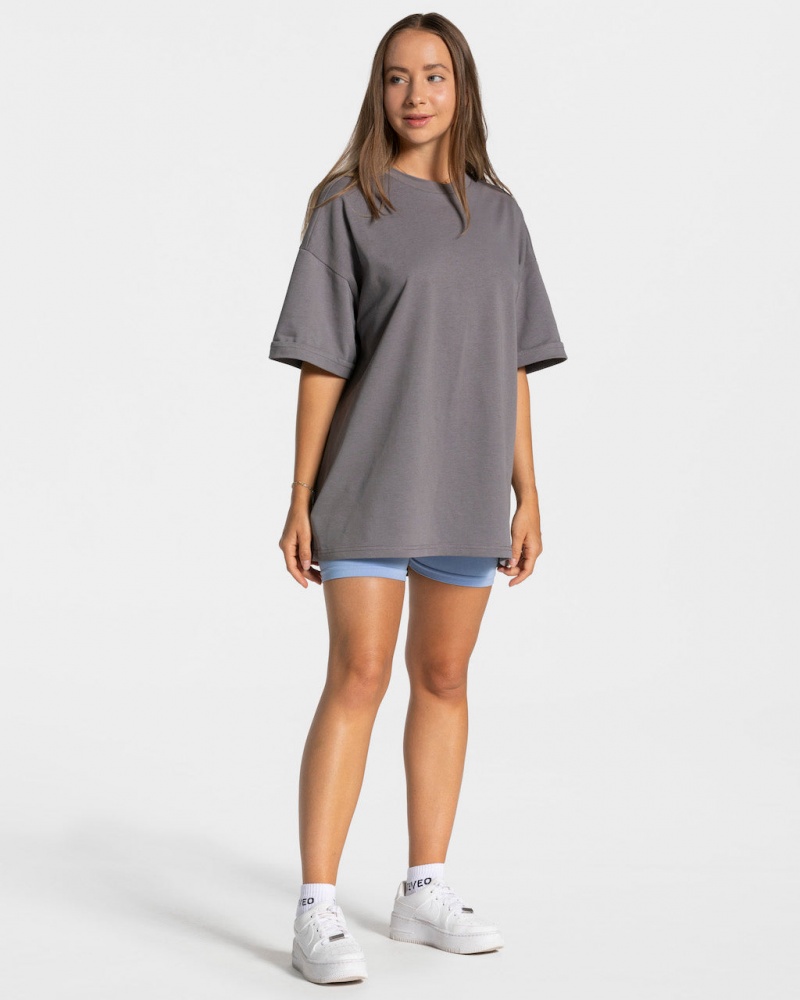 Black Grey Teveo Candy Oversized Women's T-Shirt | UK-OQYC82750