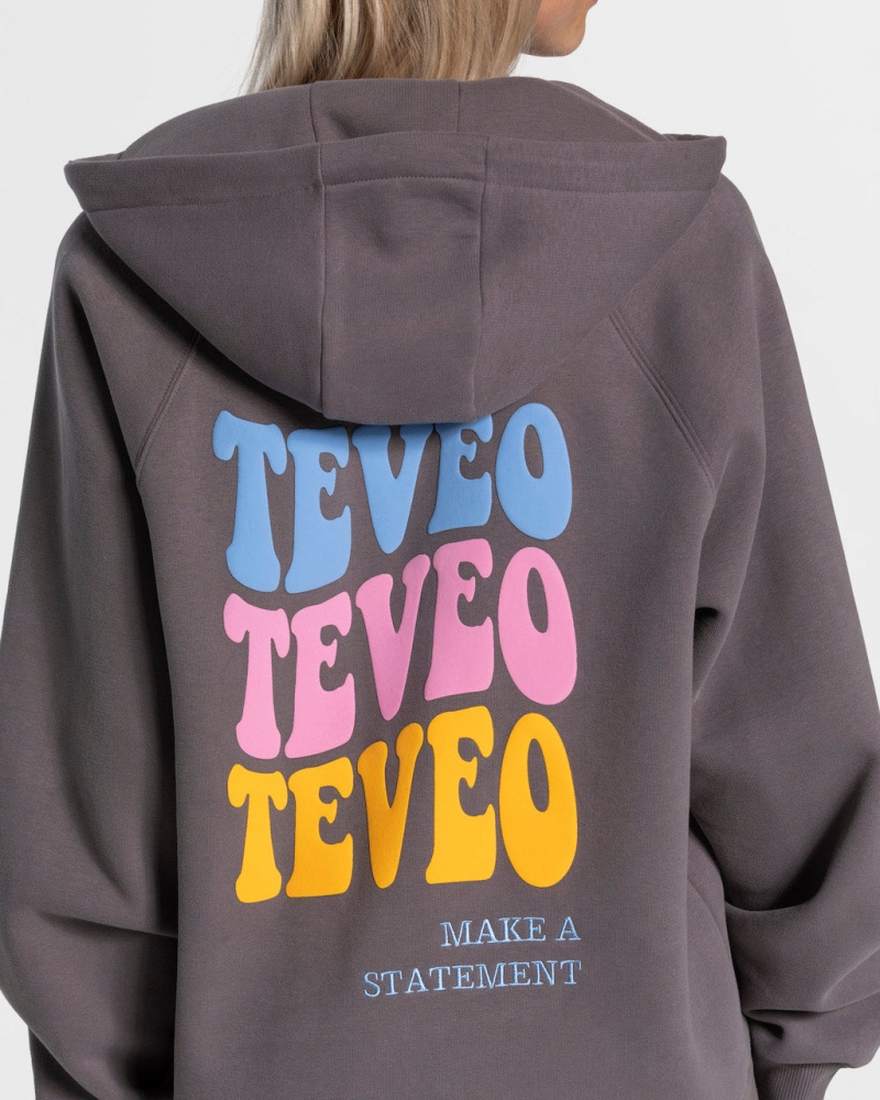 Black Grey Teveo Candy Oversized Women's Jacket | UK-ZUQB52391